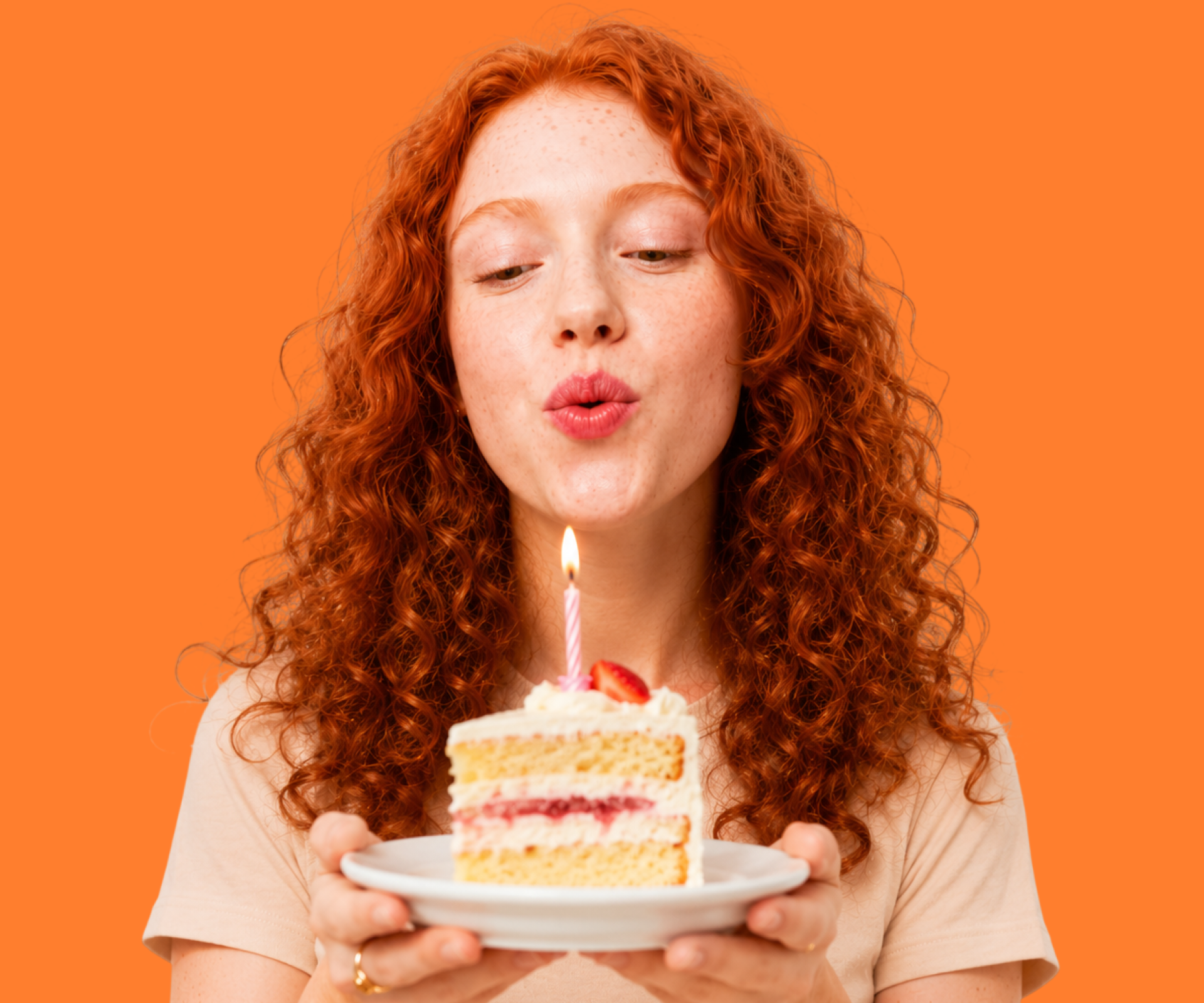 A birthday girl with a celebration cake